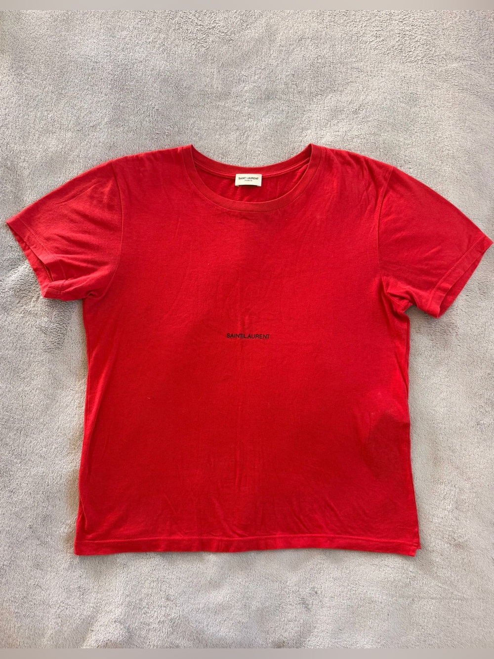Saint Laurent Red Crewneck Logo T Shirt Size S